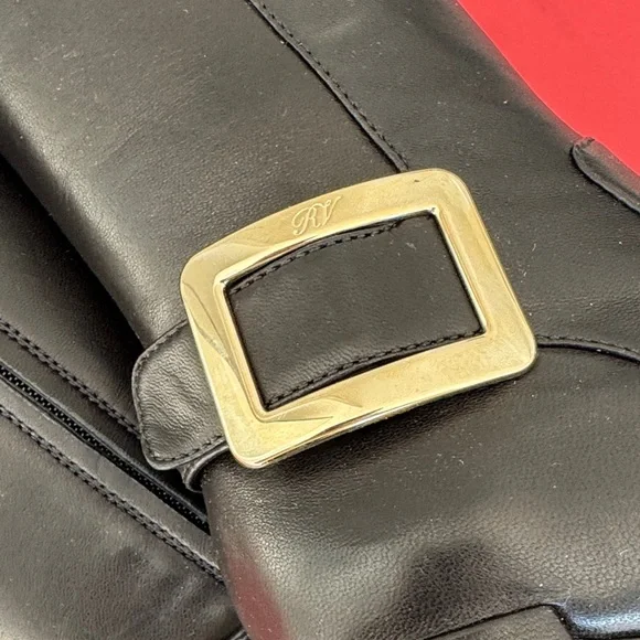 NIB Roger Vivier Elegant Black Heeled Boots with Gold Accent - Picture 6 of 10